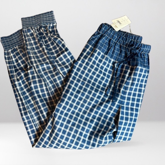 Tory Burch NWT Size 10 Picnic Plaid Silk Pants Blue and White - Picture 3 of 5